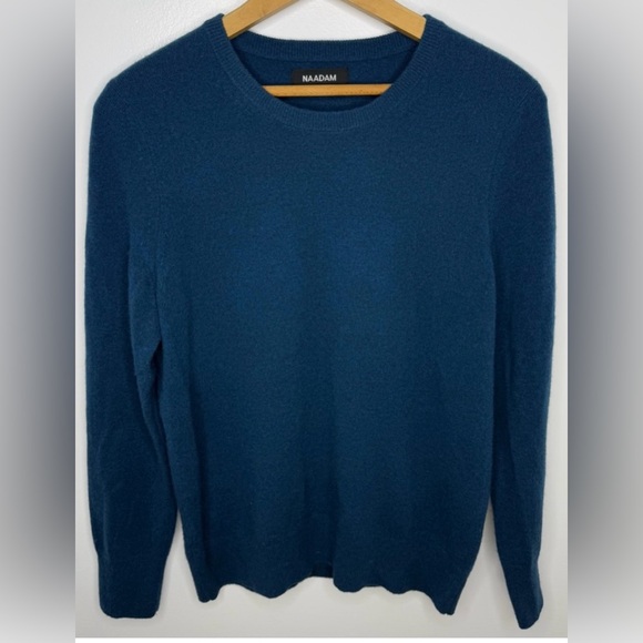 Gorgeous Naadam Peacock Blue Cashmere Sweater size Med - Picture 2 of 5